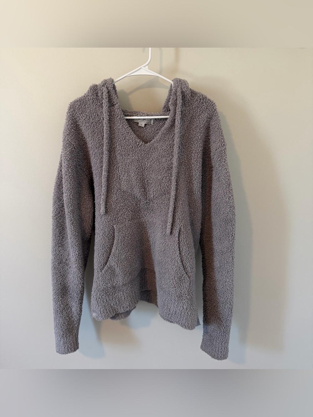 Barefoot Dreams Cozychic Knit V Neck Hoodie Gray Size Medium
